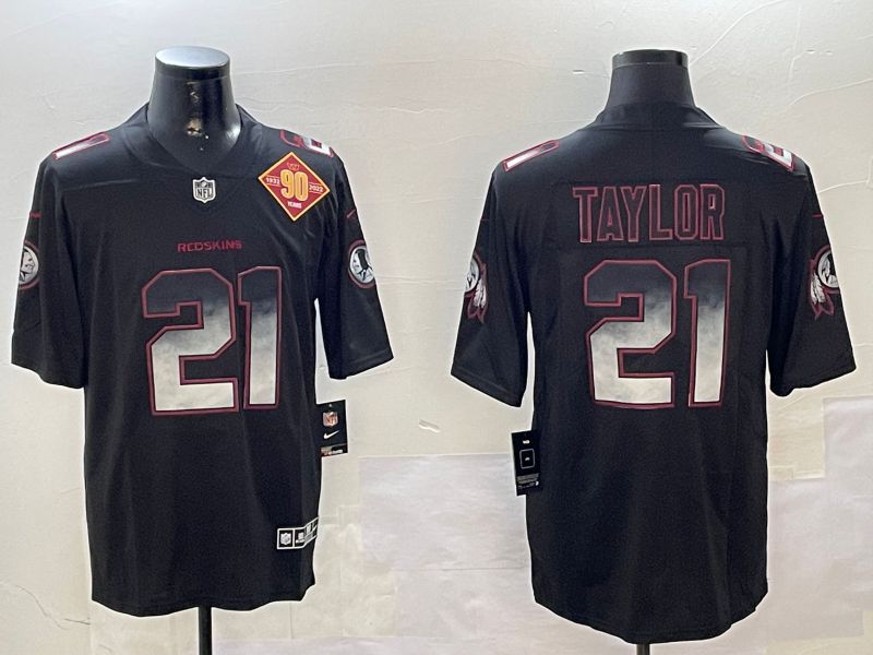 Men Washington Redskins #21 Taylor Black Nike Smoke Fashion 2024 Limited NFL Jersey style 3